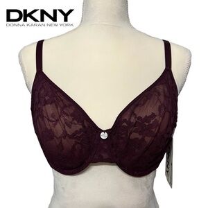 DKNY Burgundy Lace, Bra (NWT) Size 36C